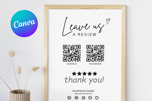 Ask For Review QR Code Sign Template