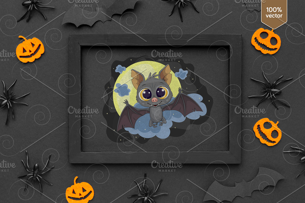 Cute halloween bat. Tshirt, PNG., an Animal Illustration by KENO Mascots (Photo 4 of 6)
