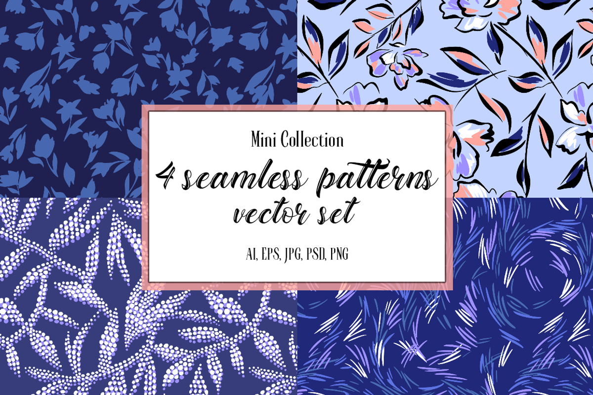 Floral patterns. Vector set 4 prints, a Pattern Graphic by GALAKAM (Photo 1 of 6)