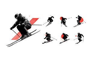 Male skier athlete color ink sketch, a Sport Illustration by Onyx