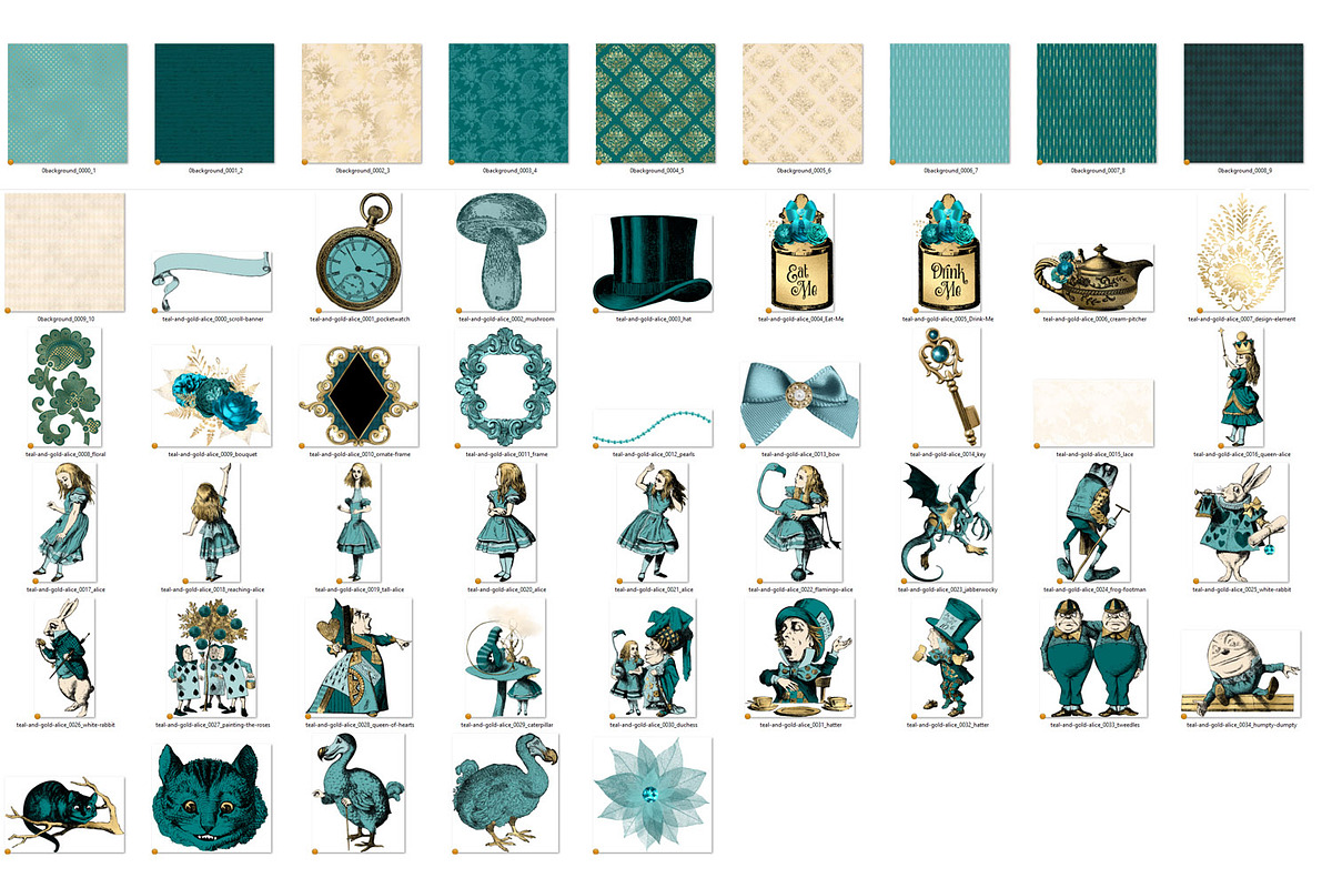 Teal and Gold Alice in Wonderland, an Illustration by Digital Curio (Photo 4 of 5)