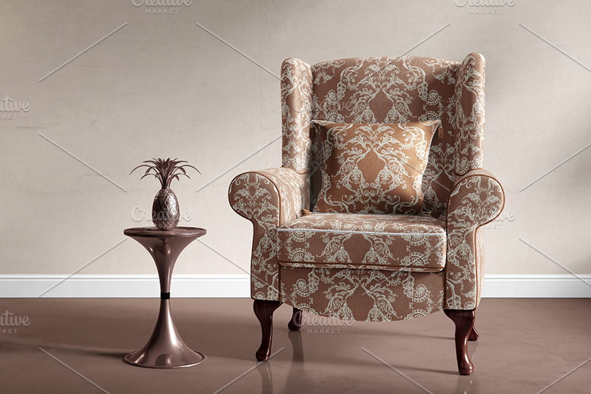 Cream & Mocha Baroque Flowers, a Pattern Graphic by ilustrinna (Photo 6 of 9)