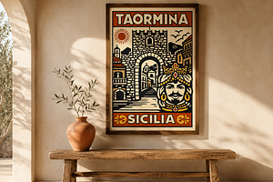 Taormina Sicily Travel Poster, a Wallpaper Photo by rarrarorro