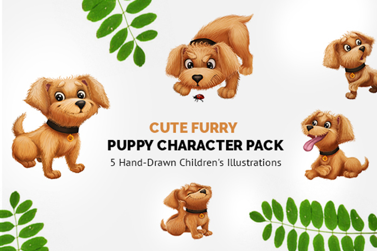 5 Cute Hand-Drawn Puppy Characters, an Animal Illustration by Oleg Ribar (Photo 1 of 2)