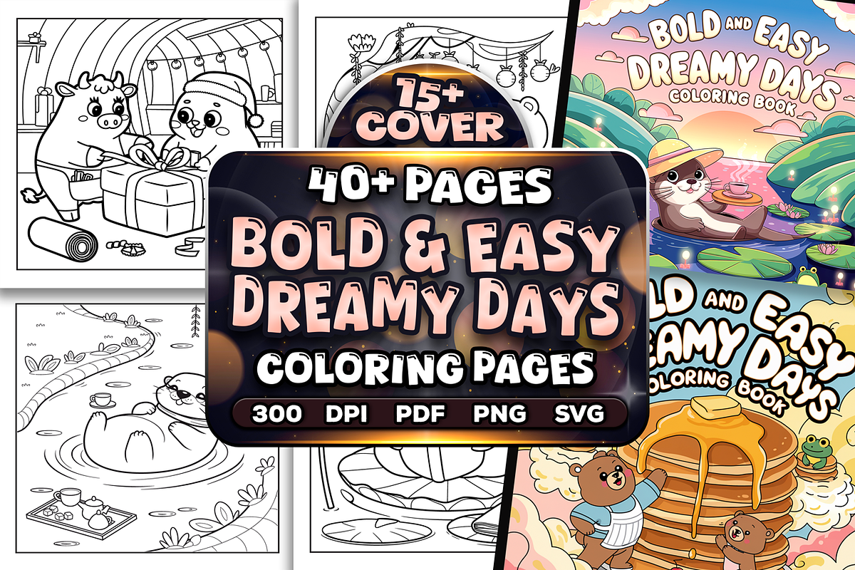Bold Easy Dreamy Days Coloring Pages, an Animal Illustration by Craftsbeefy (Photo 1 of 4)