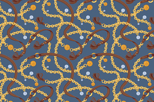 Gold, Silver Chains Seamless Pattern