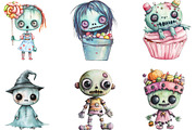 Cute Kawaii Zombie Doll Clipart, an Illustration by CraftArtStudio (Thumbnail 3 of 6)