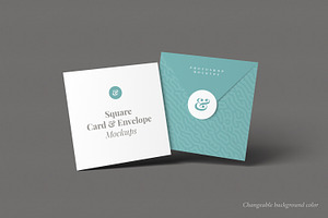 Square Card And Envelope Mockups