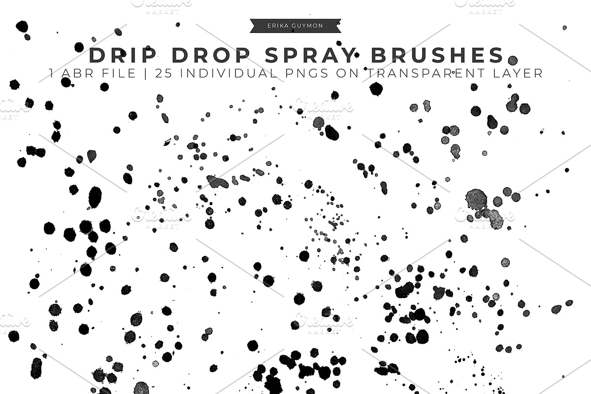 Drip Drop Spray Photoshop Brushes, a Brush Add-On by Erika Guymon (Photo 1 of 5)