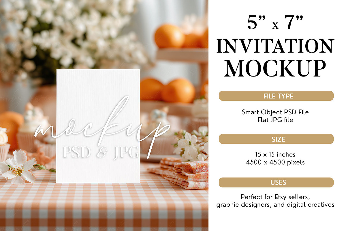 Orange Theme Invitation Mockup, a Mockup by Bijou Bay (Photo 1 of 2)