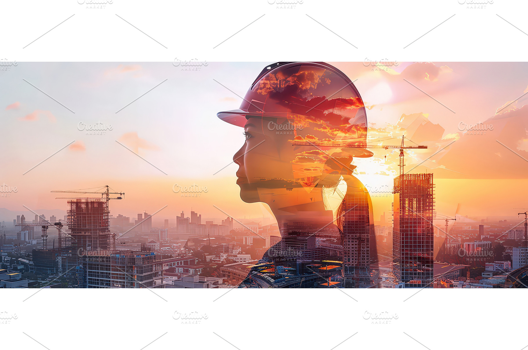 Double exposure of female engineer, an Industrial Photo by piter.goskov