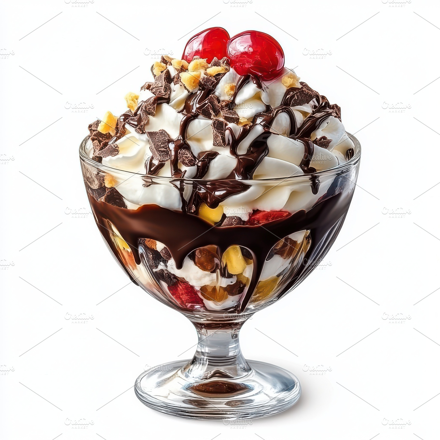 Delicious chocolate ice cream sundae, a Food & Drink Photo by Pixeness Studio