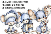 Christmas Cute Mice Clipart Bundle, an Illustration by Pixels.Craft (Thumbnail 4 of 6)