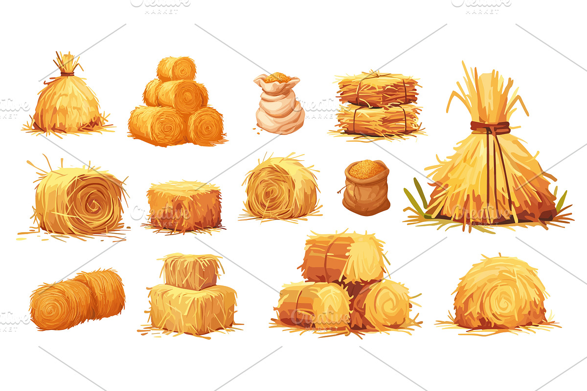 Haystack. Hay stack, straw bale roll, an Animal Illustration by Stock-Smart-Start