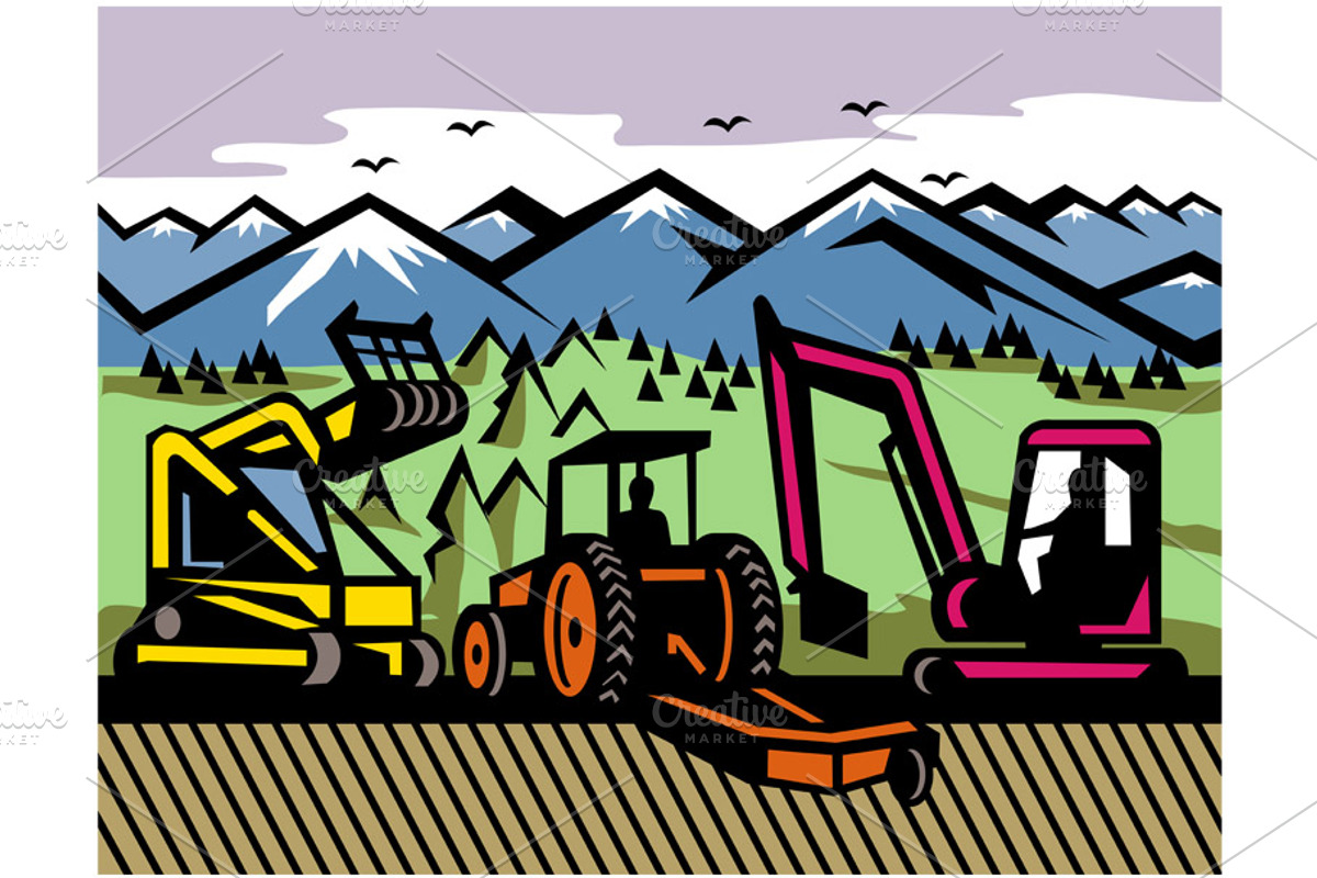 Tree Mulching Bush Hogging Trees WPA, a Decorative Illustration by patrimonio (Photo 1 of 3)