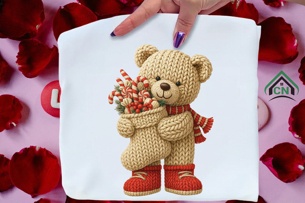 Knitted Christmas Teddy Bear Png, an Illustration by Craft Nest (Photo 2 of 6)