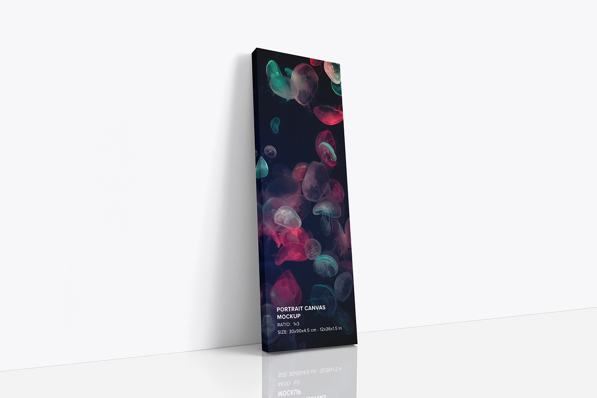Portrait Canvas Ratio 1x3 Mockup, a Print Template by Mockups by Carlos Viloria (Photo 2 of 4)