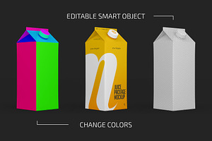 1L Juice Carton Package Mockup Set