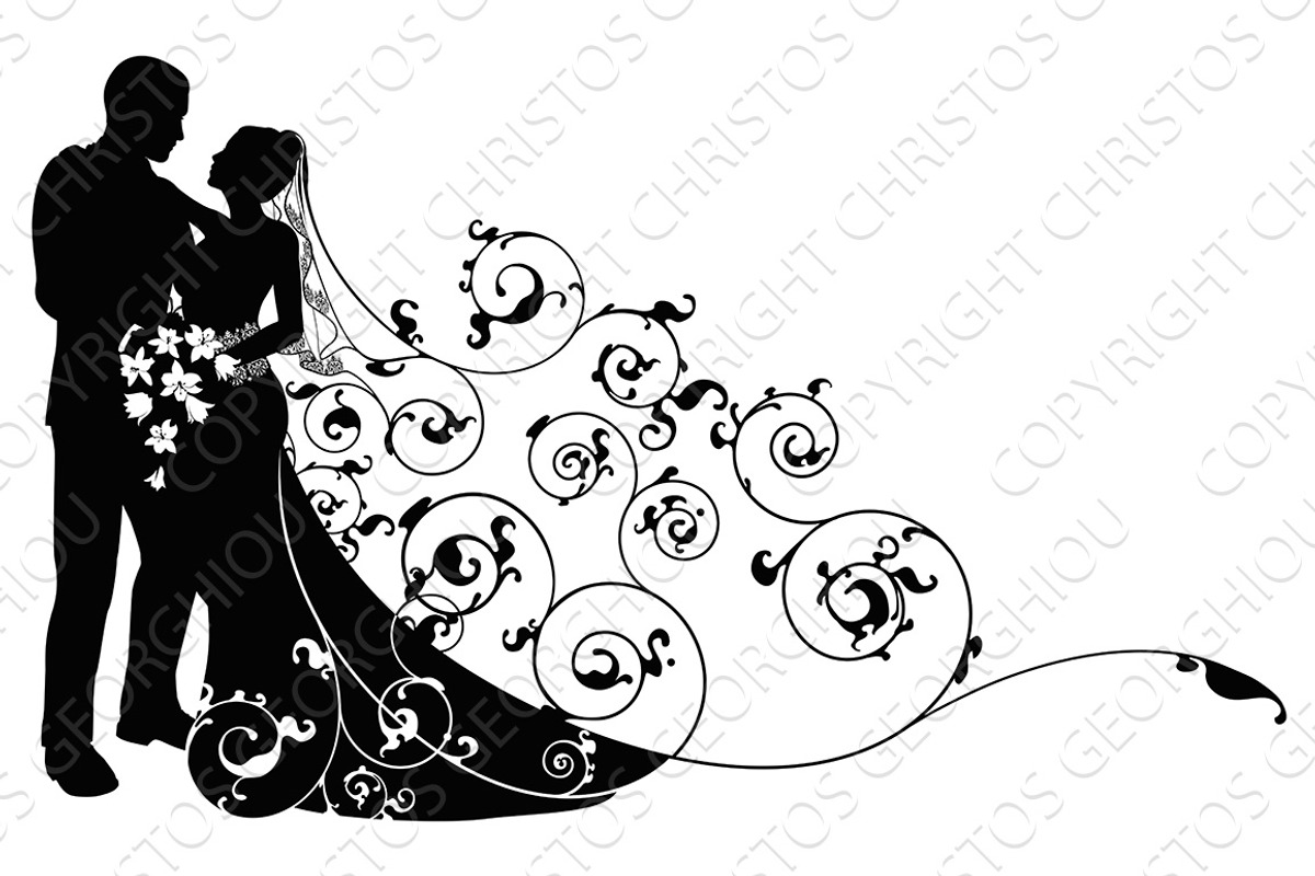 Bride and groom wedding pattern, a Person Illustration by Christos Georghiou