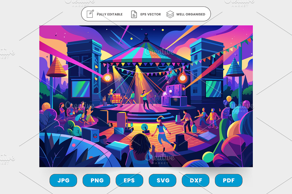 A vibrant street festival, a Graphic by SaroStock