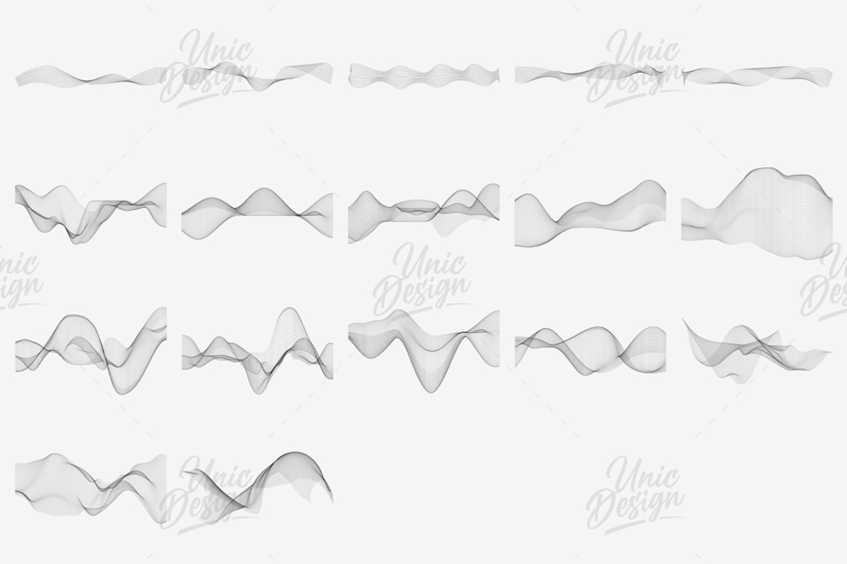 17 Wave Mesh Photoshop Brushes, a Brush Add-On by UnicDesign (Photo 2 of 2)