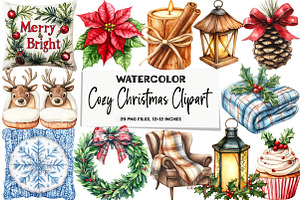 Cozy Christmas Clipart, an Illustration by DreamArtGraphic