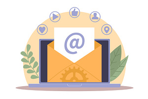 Email receiving and sending, a Technology Illustration by YummyBuum