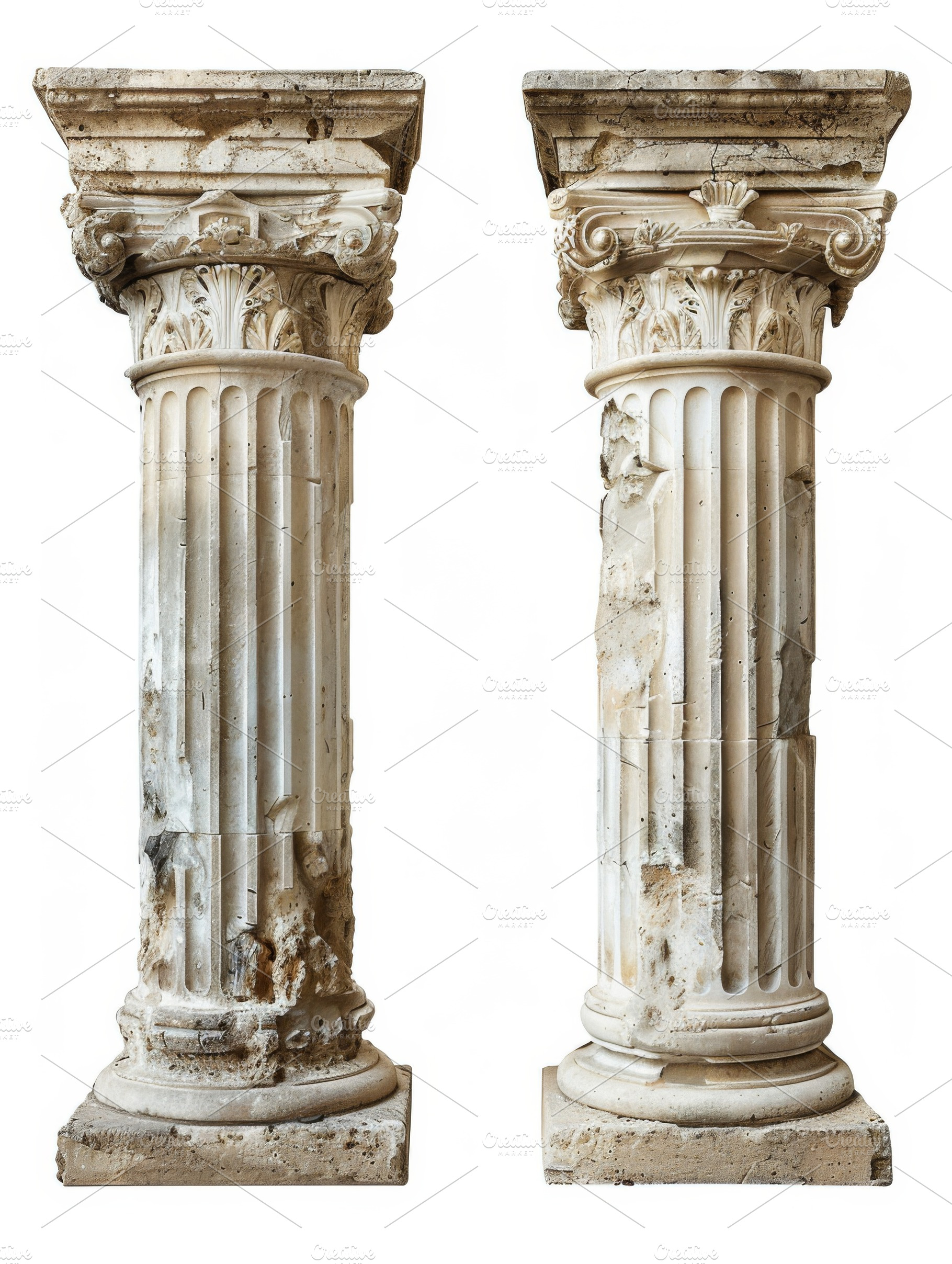 Two Ancient Greek or Roman Columns, an Architecture Photo by Handmadefont