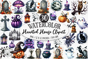 Watercolor Haunted House, an Illustration by Designking (Thumbnail 1 of 5)