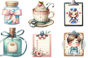 Watercolor Coquette Nurse Clipart, an Illustration by Designking (Thumbnail 3 of 4)