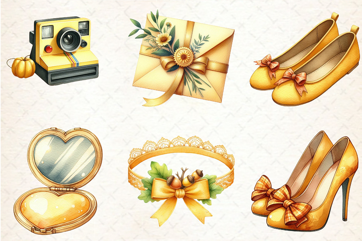 Yellow Coquette Autumn Clipart, an Illustration by Rose Art (Photo 4 of 5)