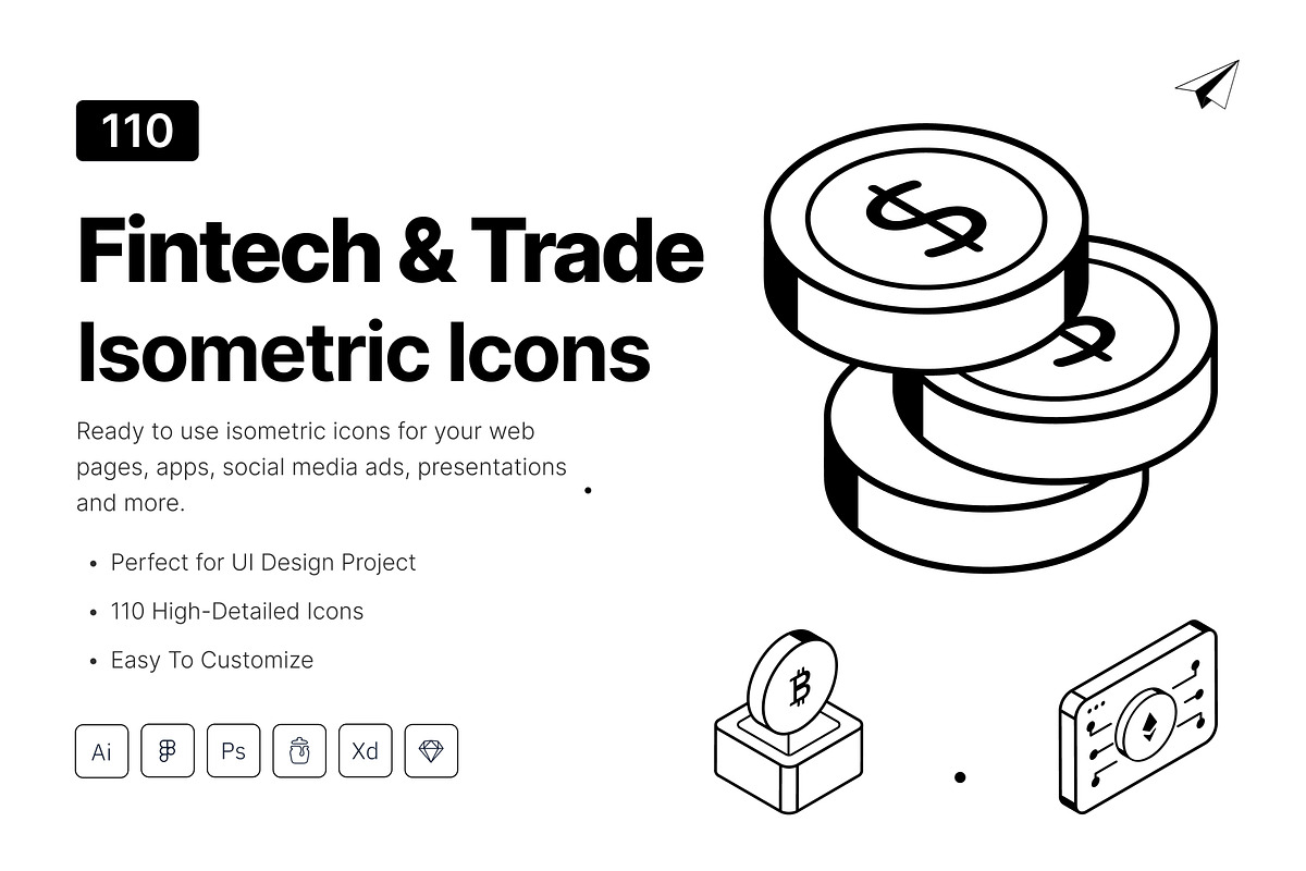 Isometric Fintech and Trade Icons, an Outline Icon by Vectors Market (Photo 1 of 5)