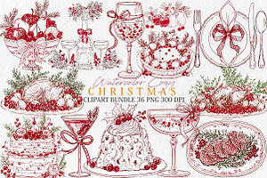Watercolor Cozy Christmas Clipart, a Seasonal Illustration by Canvas Craft