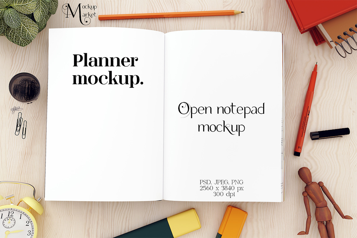 Planner mockup. Notebook mockup., a Print Template by MockupMarket (Photo 1 of 4)