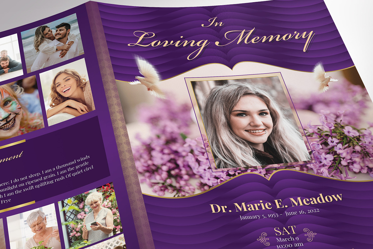 Purple Loving Tabloid Funeral Progra, a Brochure Template by Godserv Designs (Photo 6 of 10)