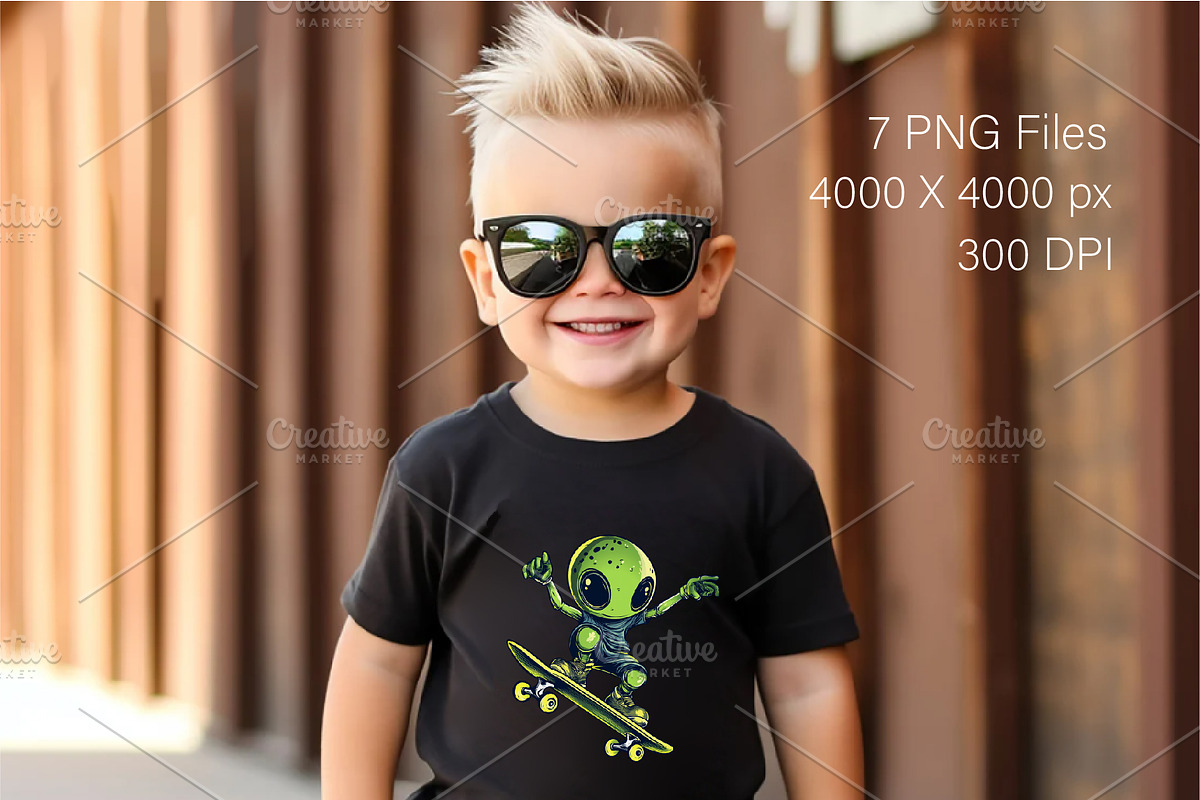 Alien on skateboarding. TShirt, an Animal Illustration by KENO Mascots (Photo 6 of 10)