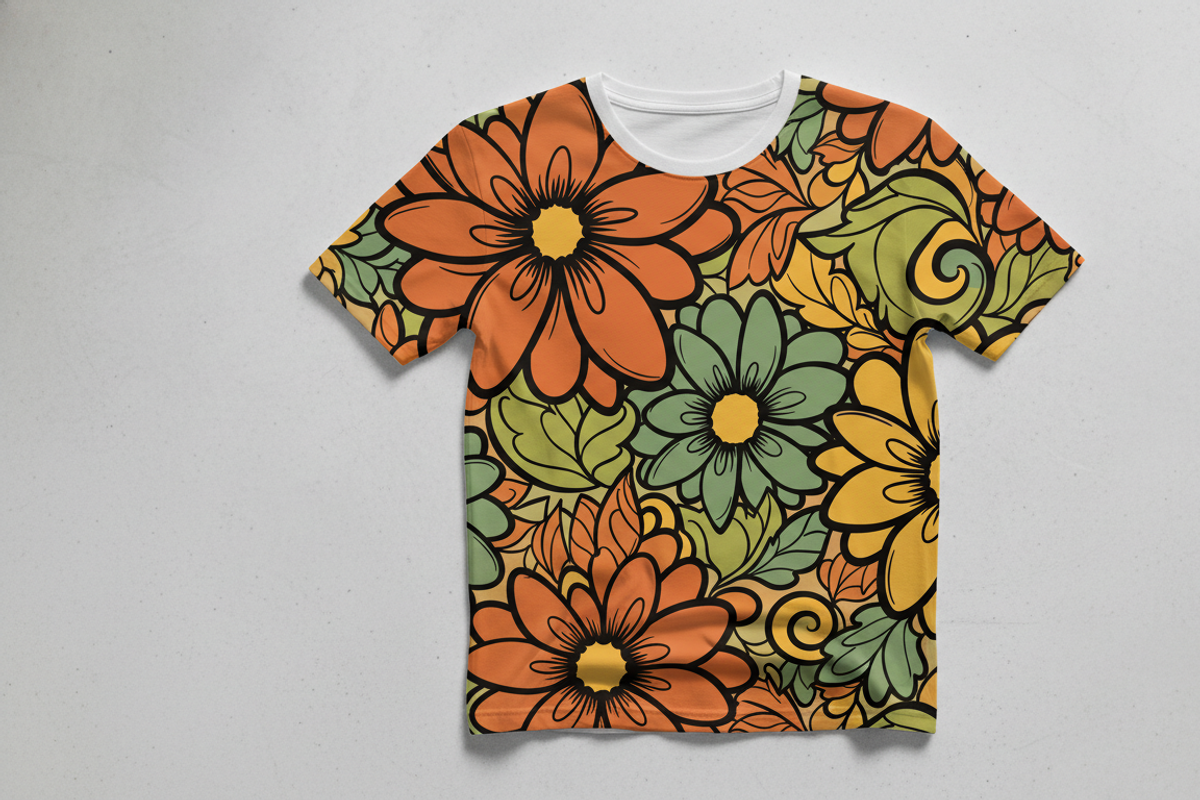 Retro Bold Floral Seamless Pattern, a Person Illustration by Gfx_Store