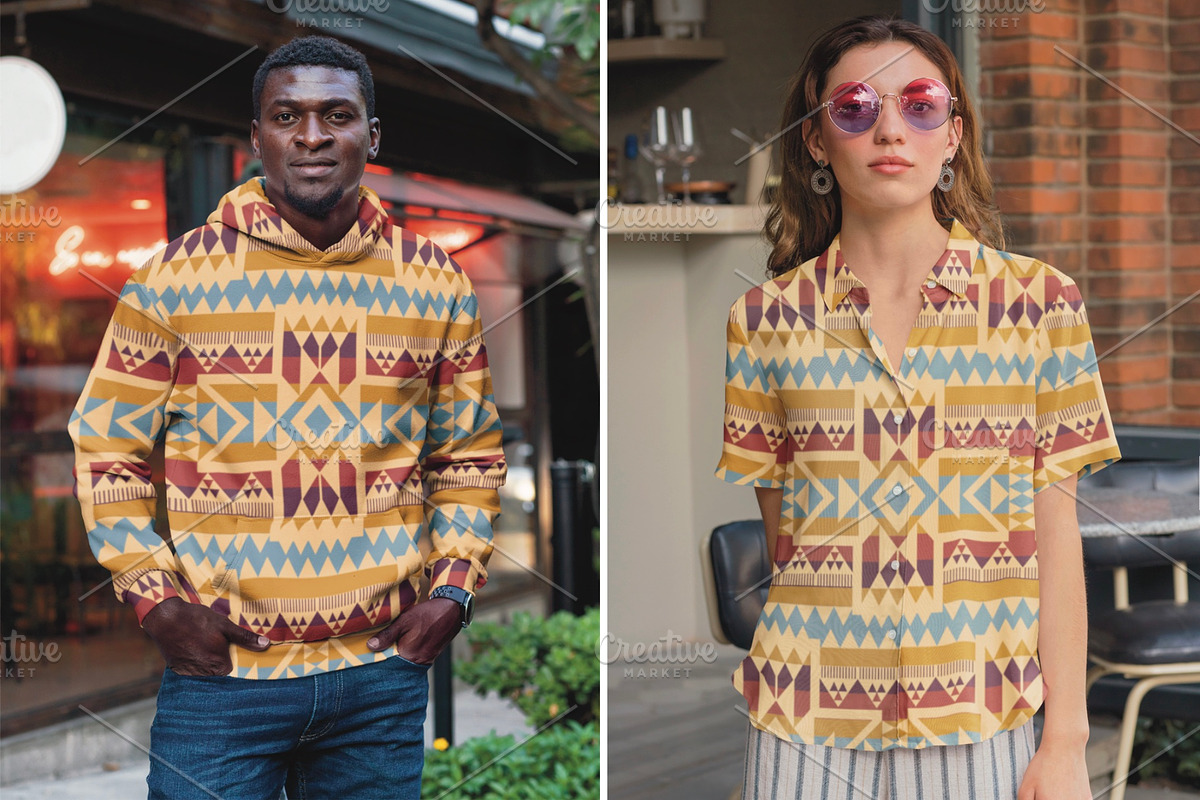 Beige Color Native American Pattern