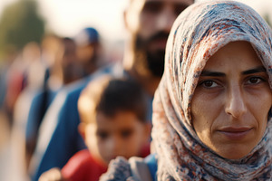 Woman in a headscarf stands at the, a Person Photo by MistyDay