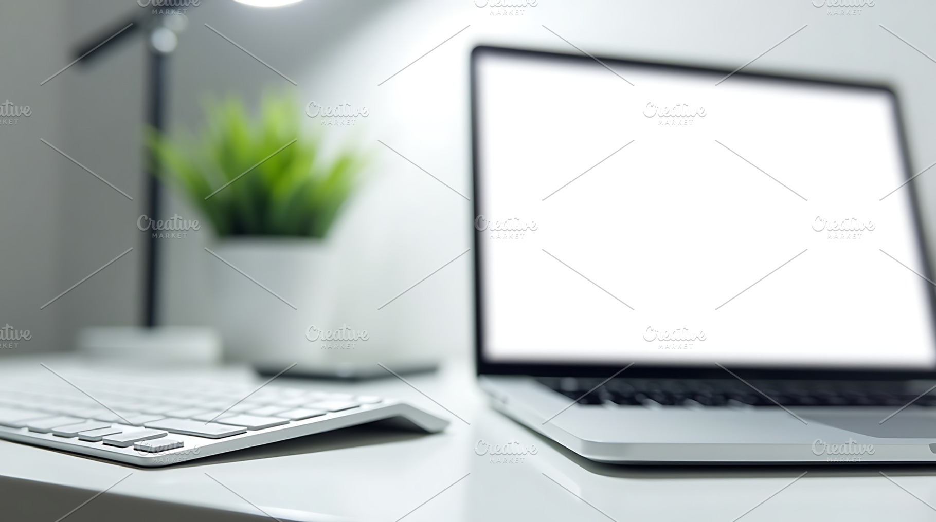 Clean modern workspace with laptop, a Technology Photo by Artonix