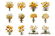 Yellow flowers spring clipart, an Illustration by SinaCreation (Thumbnail 2 of 11)