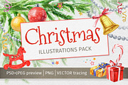 Christmas Illustrations Pack, a Decorative Illustration by LeiaSW (Thumbnail 1 of 7)