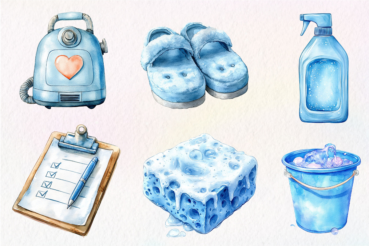 Pastel Blue Cleaning Clipart, an Illustration by Dream Creation (Photo 3 of 6)