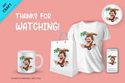 Joyful Cartoon Monkey. Tshirt, an Animal Illustration by KENO Mascots (Thumbnail 3 of 3)