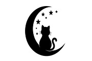 50 Cat Moon Silhouette Vector Bundle, an Illustration by jahid234 (Thumbnail 34 of 51)