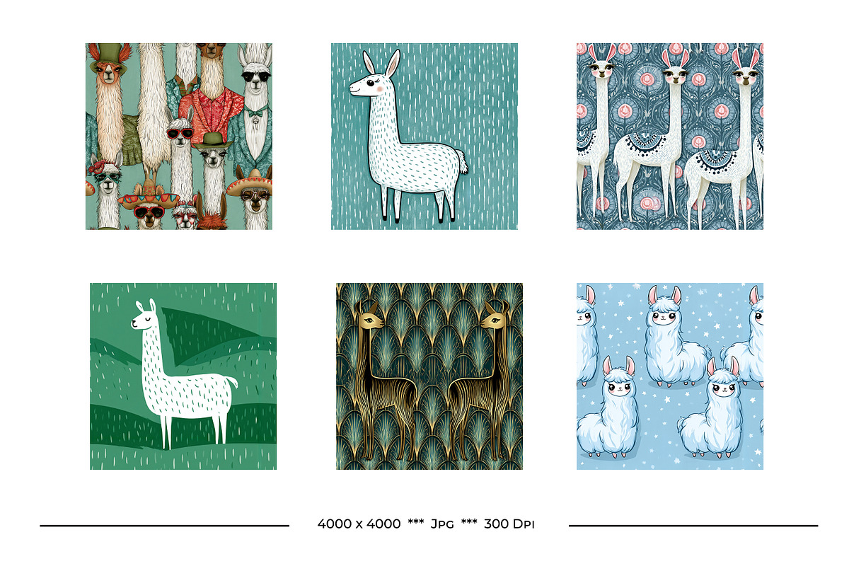 Llama Retro Art Style Designs, a Pattern Graphic by karenfoleyphoto (Photo 3 of 10)