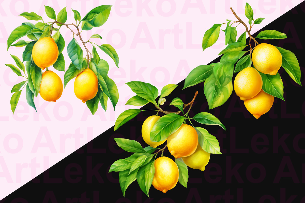 Lemons Watercolor Clipart, a Food Illustration by LekoArt (Photo 5 of 10)