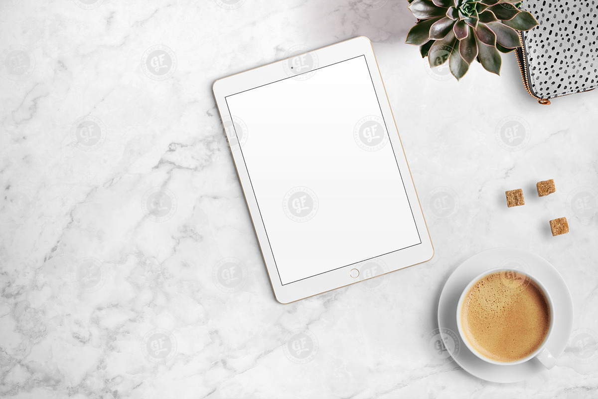iPad with coffee + PSD 24-0005, an iPad Mockup by Garlic Friday Design (Photo 5 of 5)