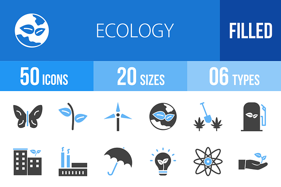 50 Ecology Blue Black Icons
