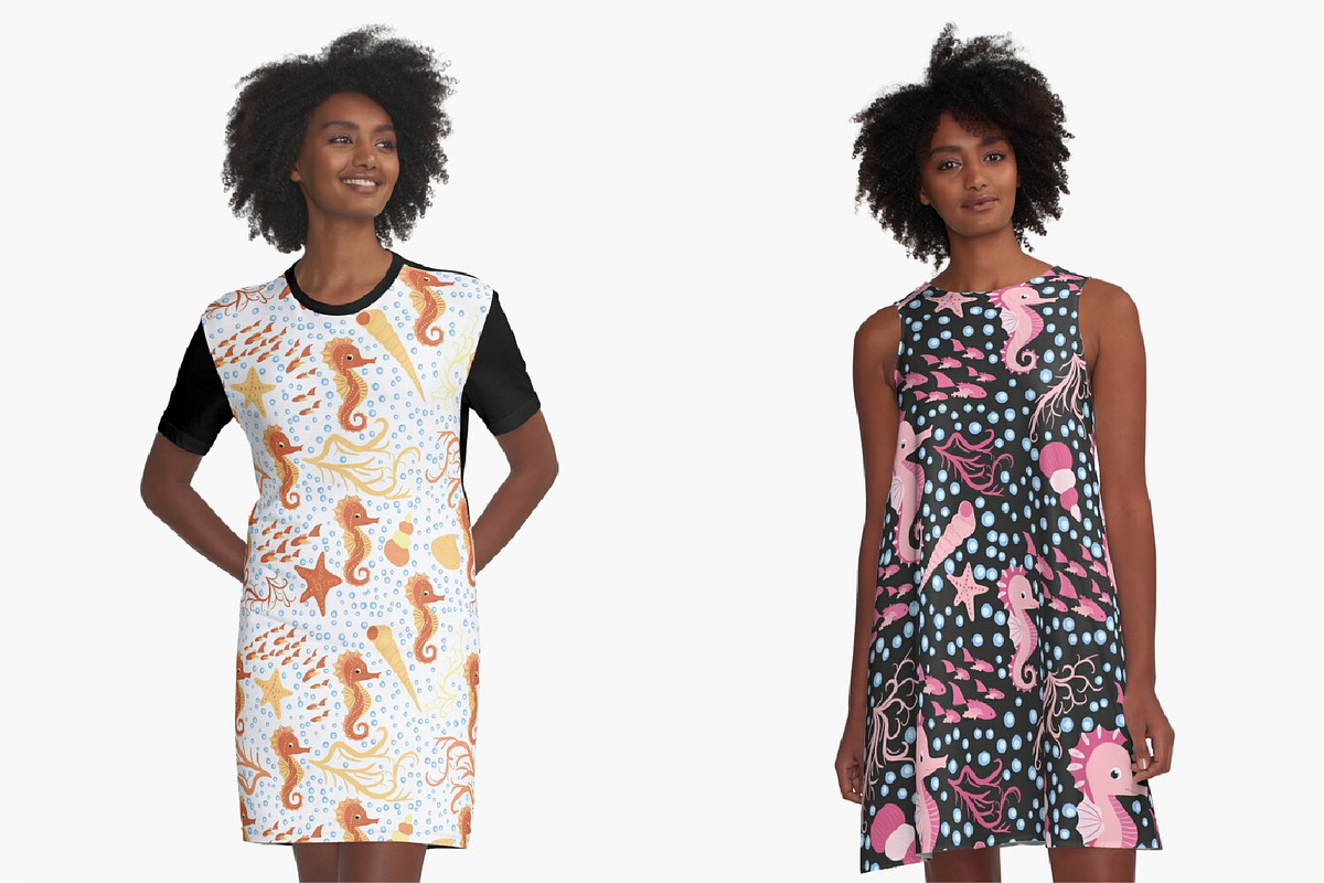 Seahorse Seamless Patterns, a Pattern Graphic by Michiru13 (Photo 8 of 23)